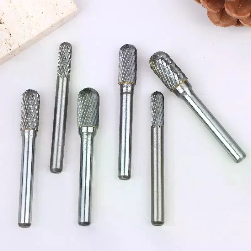 【جديد】ملف دوار من كربيد التنغستن نمط الأزيز C أسطوانة الأنف الكروية 6 مم 1/4 أدوات نحت قالب عرقوب قاطعة المطحنة ذات القطع الواحد #6