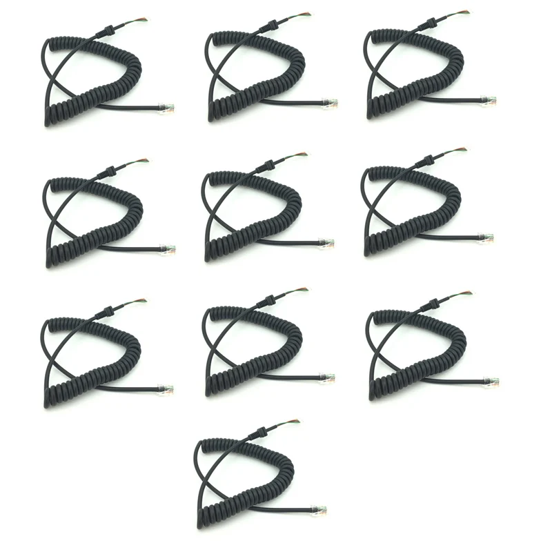 maxtonData Lot 10PCS Replace Speaker PTT Mic 6 pin Plug Cord Cable for Yaesu MH-48A6J FT-2800 FT-100D  FT-8900 Mobile Radio