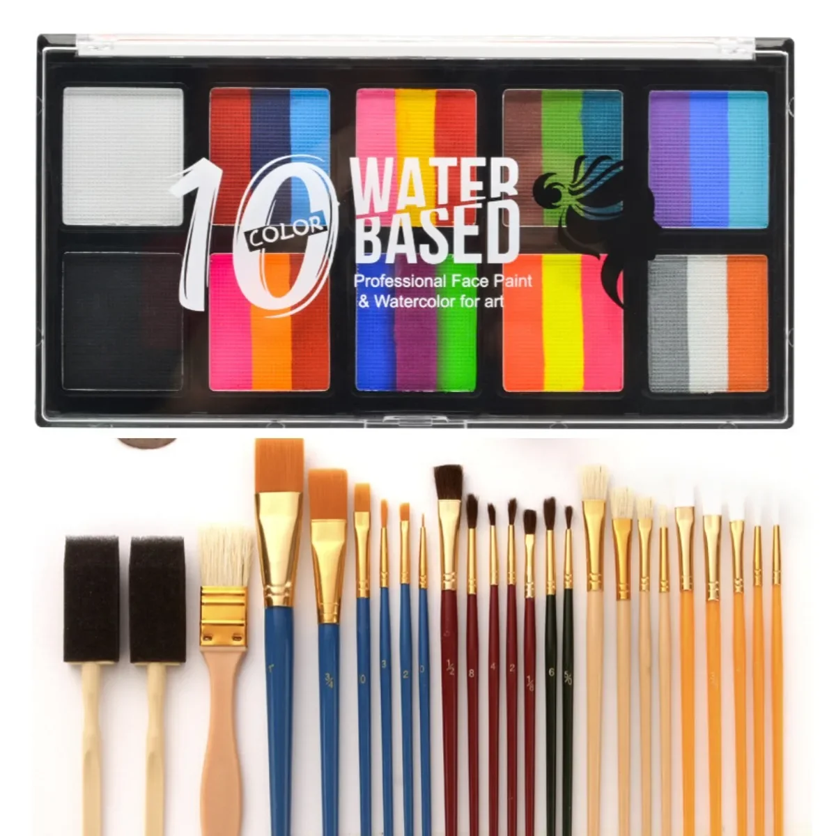 Pelo de nailon mango de madera juego de pinceles de pintura de acuarela cara cuerpo maquillaje pintura arte pinceles suministros