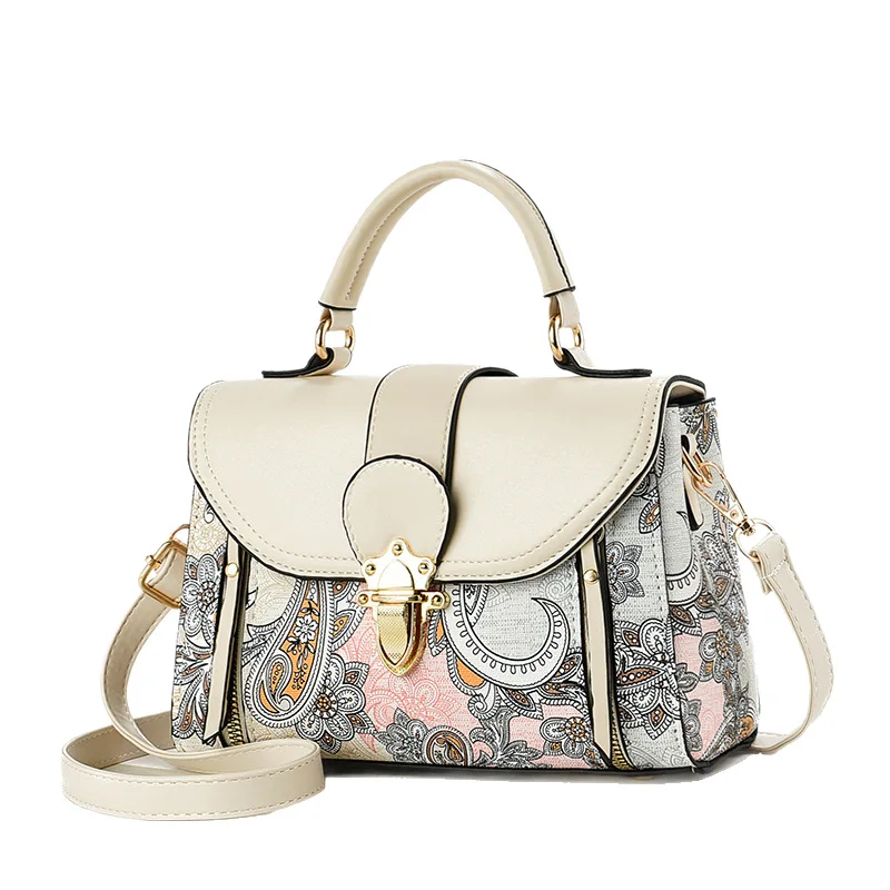 2025 Nouveau sac à main de style ethnique pour femme ; Sac pour femme de mode d'été ; Bandoulière à bandoulière simple bloquant les couleurs