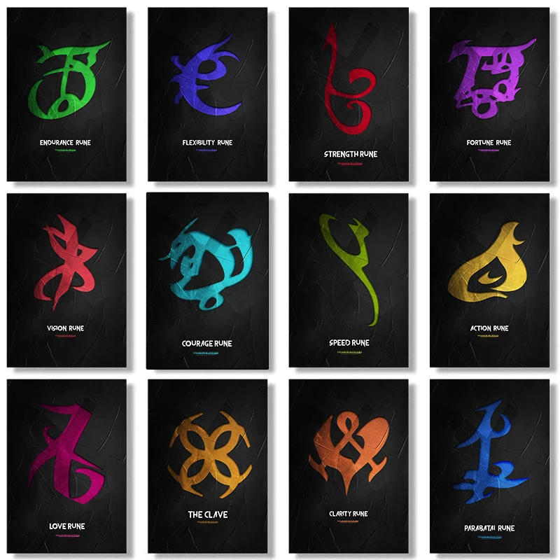 Minimalist Shadowhunters Runes Posters Canvas Painting Abstract Sign Wall Art For Modern Living Room Home Decoration Print Gi