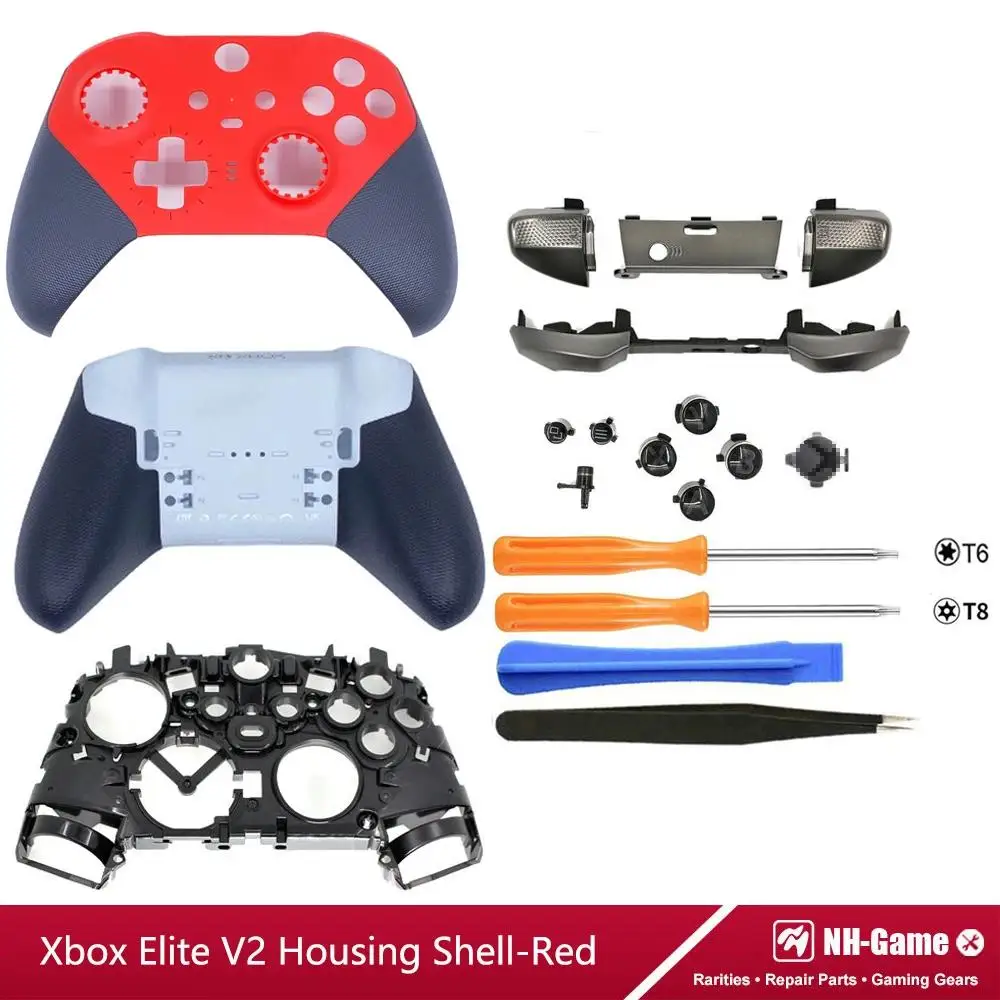 Replacement Housing Shell Kit For Xbox Elite Series 2 Gamepad Front Case Back Cover LB RB Bumper Button Grips Carry Bag