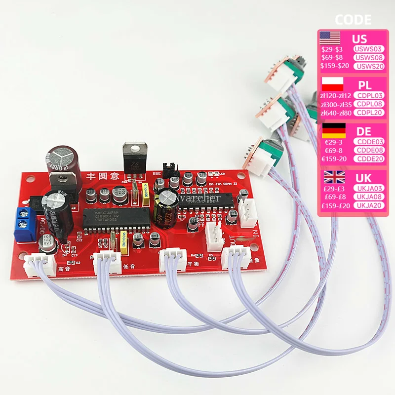 UPC1892 +JRC2150 BBE HIFI Stereo Preamp Amplifier Volume Tone Control Treble Balance Bass Finished Preamplifier Board