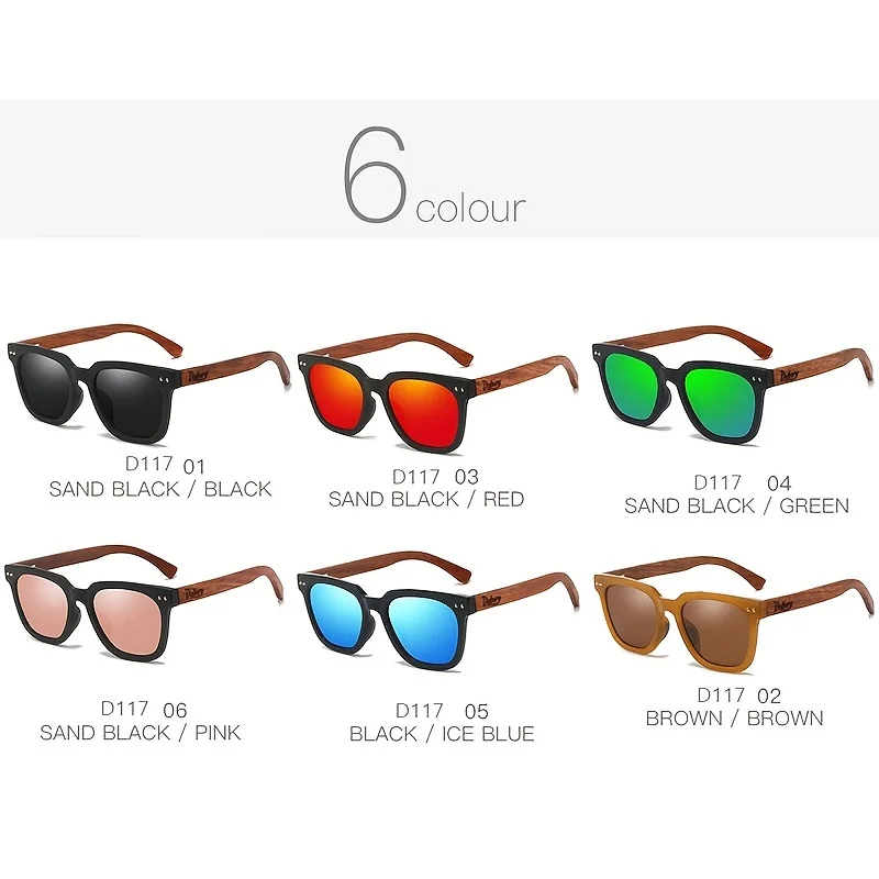 DUBERY Wooden Polarized UV400 Protection Sunglasses For Men And Women 6 Colors Model 117