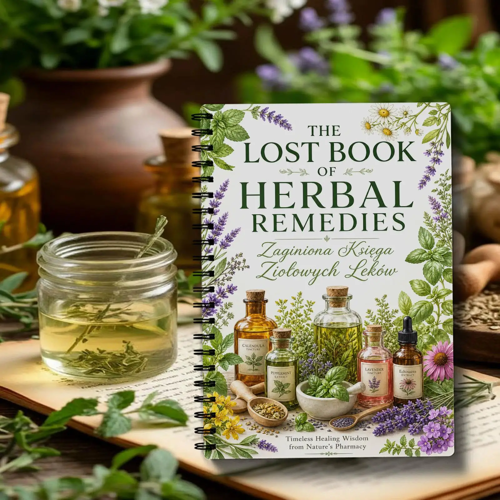 Herbal Remedies Spiral Notebook Polish Edition Cover Journal for Herbalists & Natural Wellness Notes