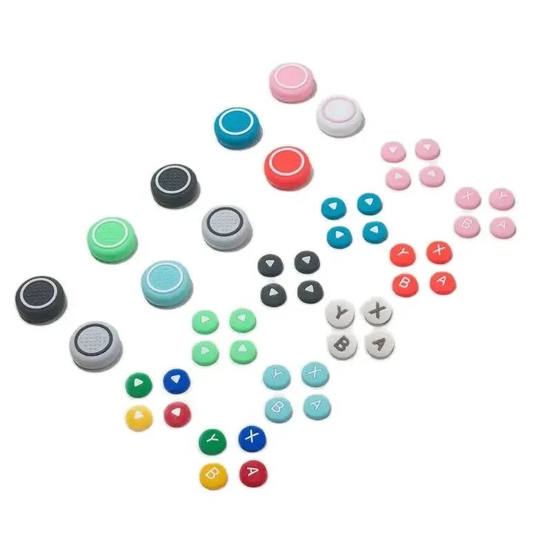 New Design Silicone Soft D-pad Cross Button ABXY Key Sticker Skin Case For Switch Oled NS Joy-con Thumb Stick Grip Cap Cover