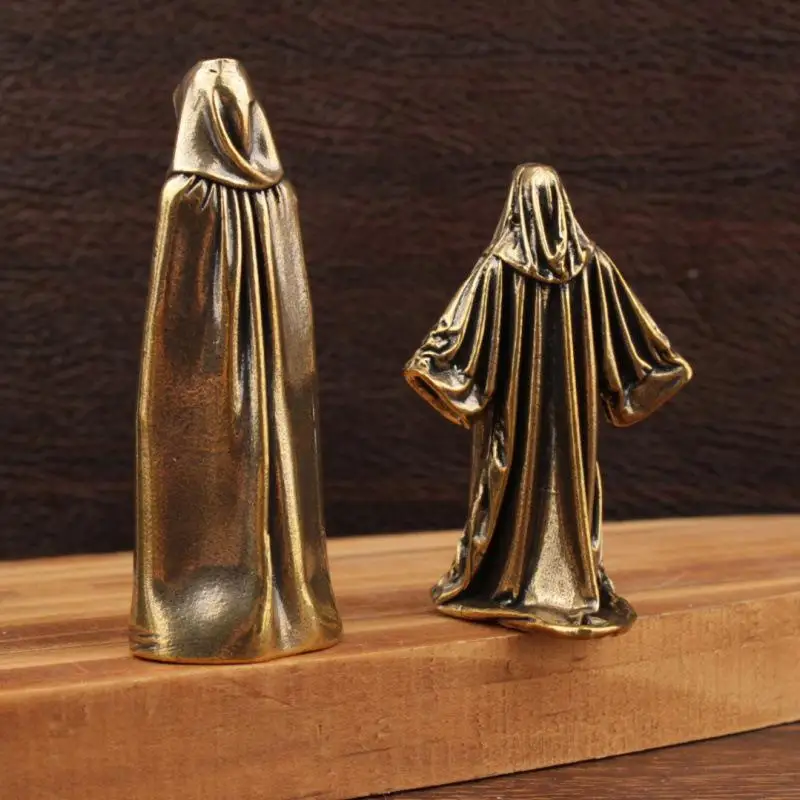 Handcrafted Brass Pumpkin Demon Figurine Small Moon Witch Statue for Halloween Desktop Decor Unique Gift