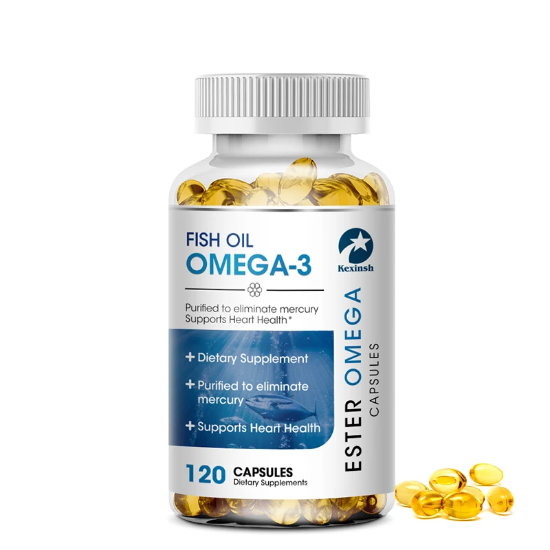 Kexinsh Omega 3 Fish Oil Capsules  Rich In DHA And EPA Improve Bad Mood Relieve Stress Strengthen Brain Improve Intelligence