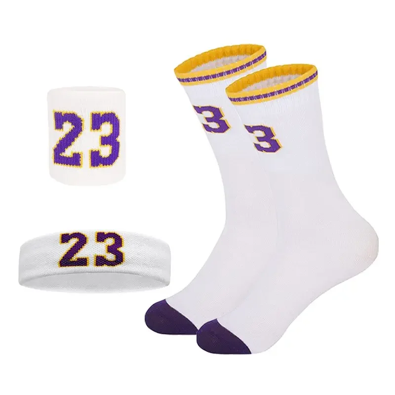 4pcs Basketball Accessory Socks Suitable For Boys Girls Basketball Sweatband Wristband Set Sports Socks For Kids 6-14Y