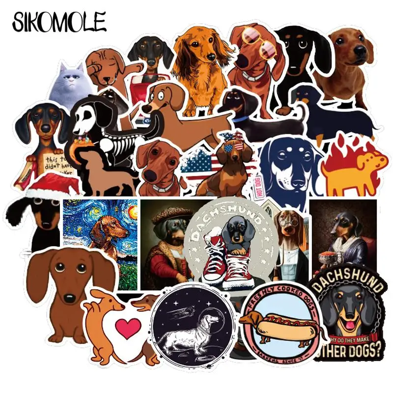 10/30/50PCS Cartoon Cute Dachshund Dog Stickers Animals DIY Laptop Car Mobile Scrapbooking Decoration Graffiti Decals Sticker F5