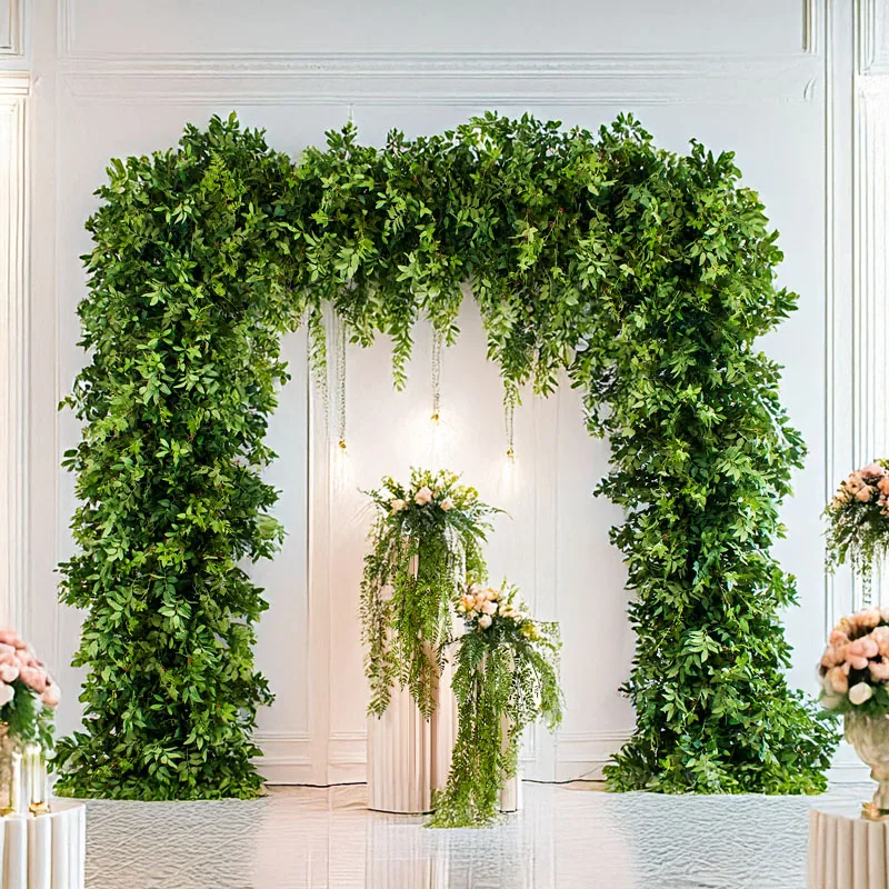 

240 см реалистичная зелень квадратная арка искусственная цветочная композиция для свадебного украшения сценический фон