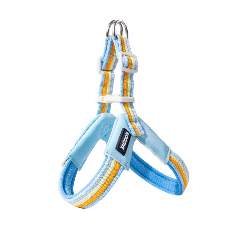 Adjustable Rainbow Pet Dog Harness and Leash Set Soft Breathable Vest Harness for Small Medium Puppy Dog Walking Supplies