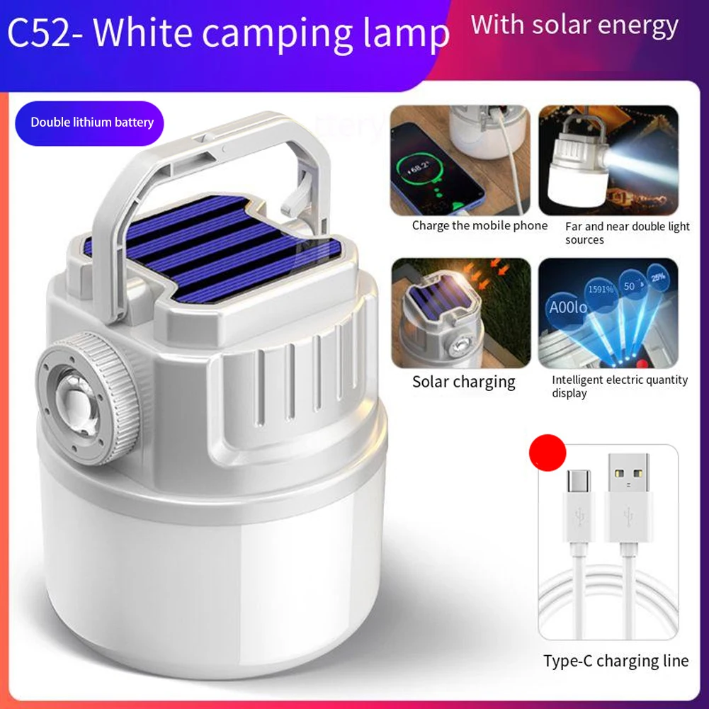 

LED Multifunctional Solar Camping Light Solar Camping Lantern With USB Charging 4 Modes Zoom & Long Battery Life Light