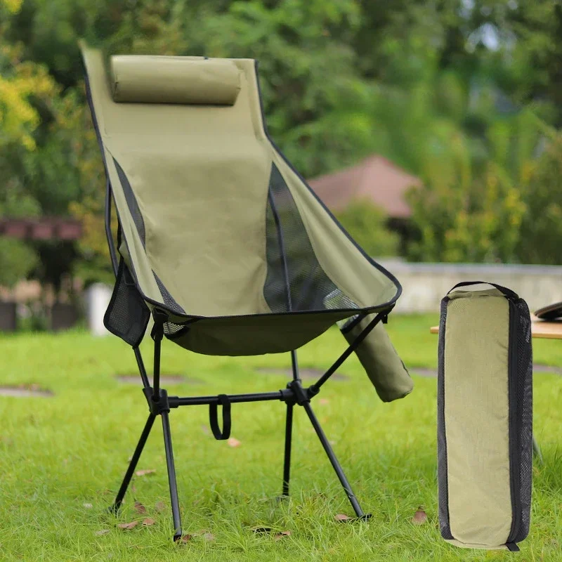 Lounge Chair Outdoor Folding Chair Fishing Chair Cup Bag with Cushion Available in Three Colors Folding Stool  Camping Chair image 2