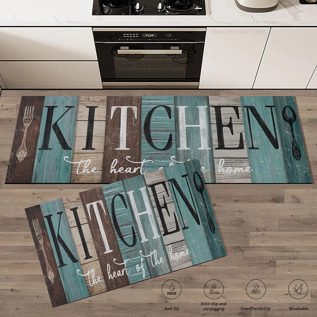 Wood Grain Kitchen Floor Mat Non-Slip Washable Bedside Entrance Rug Long Washable Absorbent Doormat Large High Quality Carpet