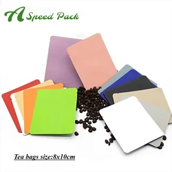 100pcs Custom Digital Printed Biscuit Tea Heat Seal Aluminum Foil Kraft Paper Small Snack Sachet Tea Pouch Bags 8x10cm