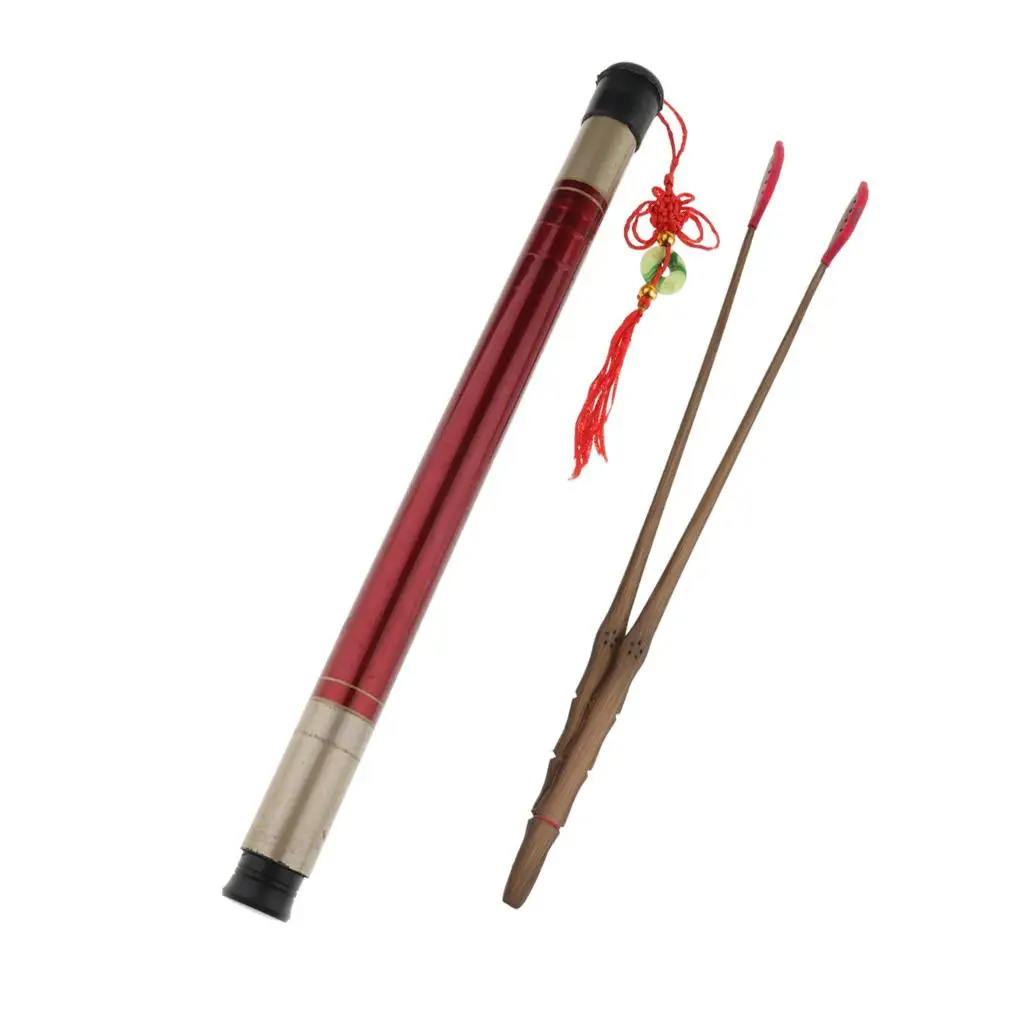 Chinese Dulcimer Hammer Yangqin Red Sandalwood Mallets with Storage Box Wooden Beater Sticks for School Training and Stage