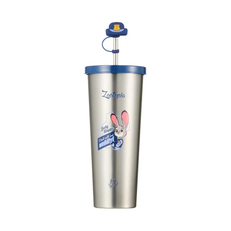 

MINISO Judy Rabbit Police Double-layer Stainless Steel Straw Cup Large Capacity High-quality Water Cup