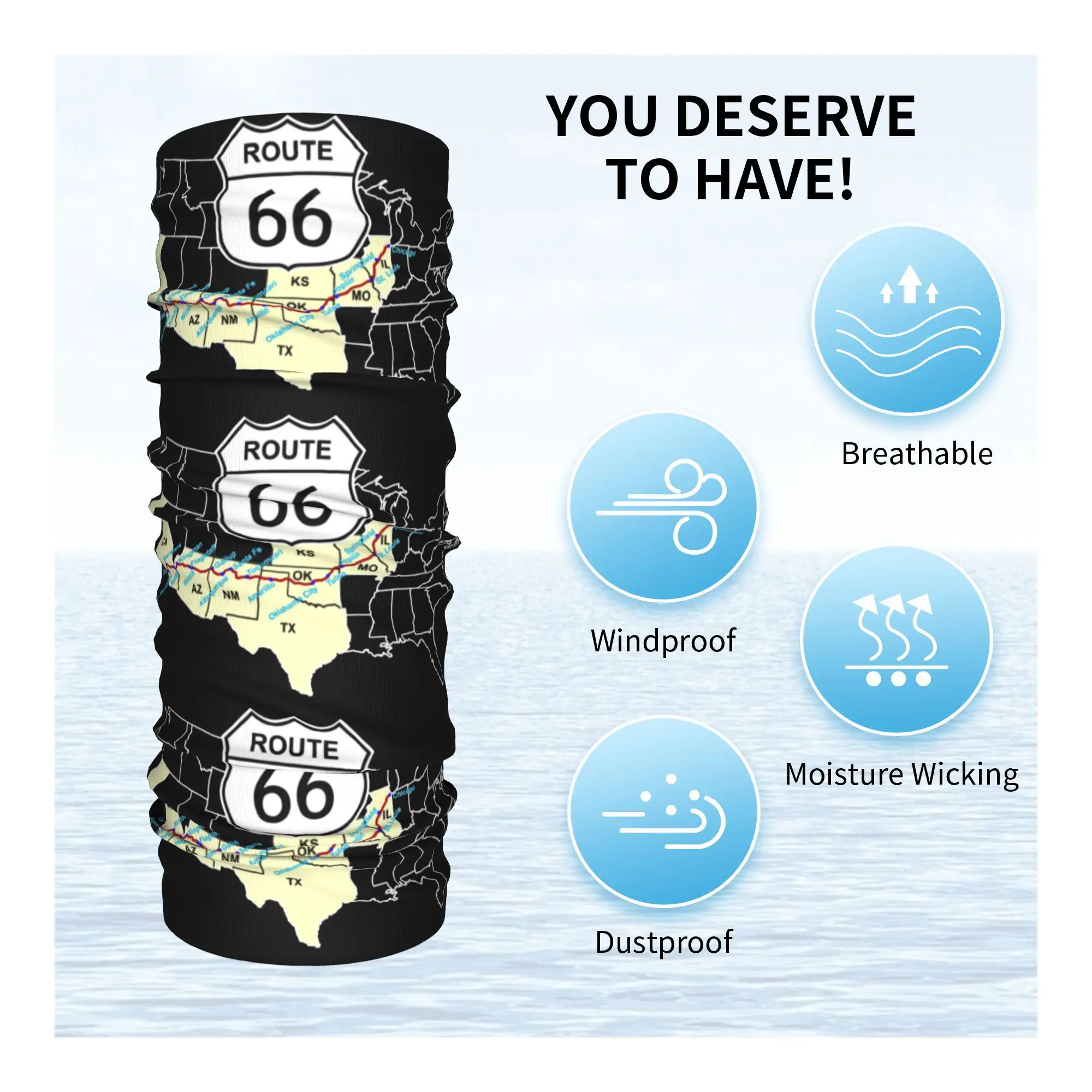 Route 66 Bandana Ghetta per il collo Stampata Madre Strada Americana Retro Oldschool Wrap Sciarpa Calda Sciarpa da ciclismo Escursionismo per Uomo Donna