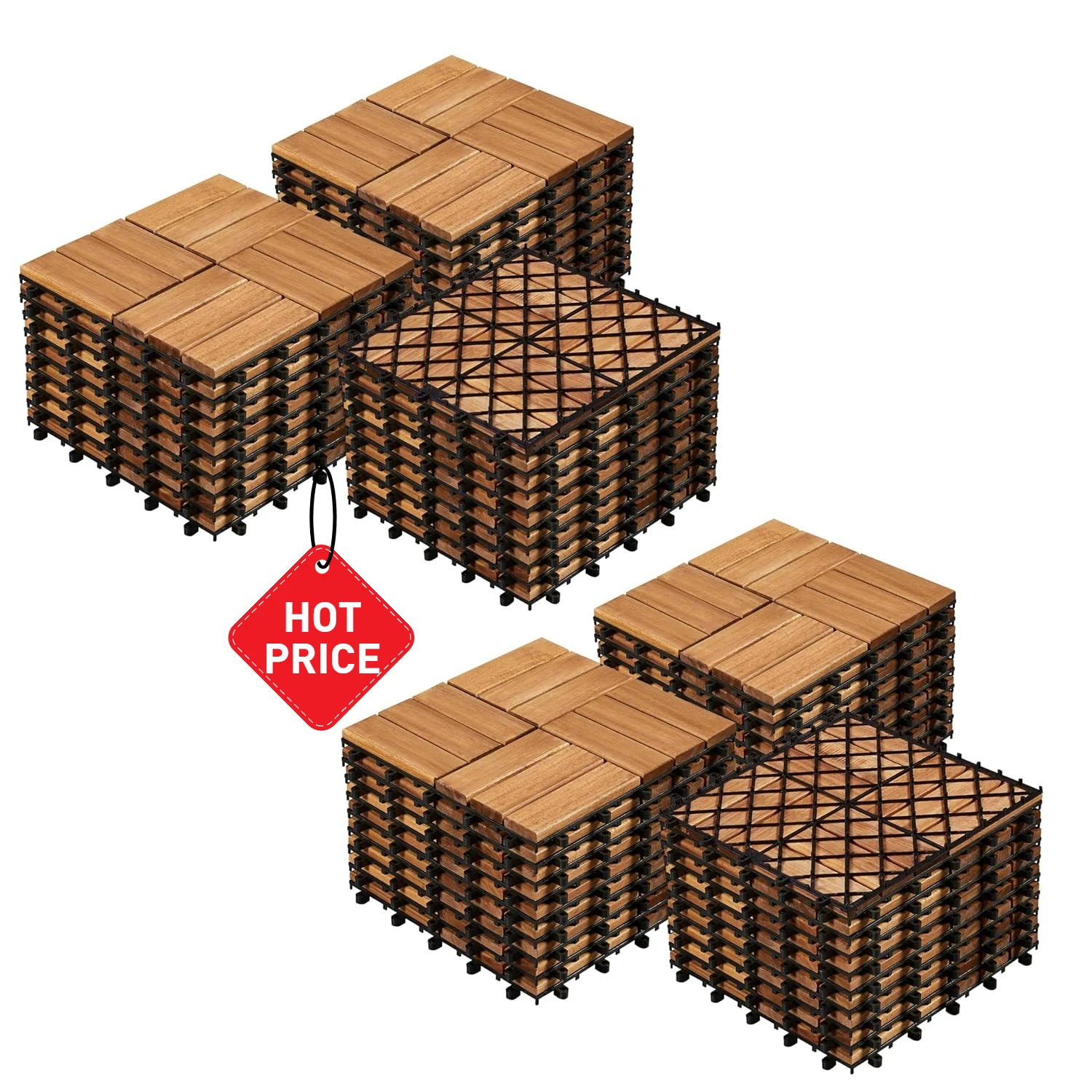 

Waterproof Wood Flooring Tiles for Patio Garden Poolside, 12'' x12'' Indoor Outdoor Use All Weather