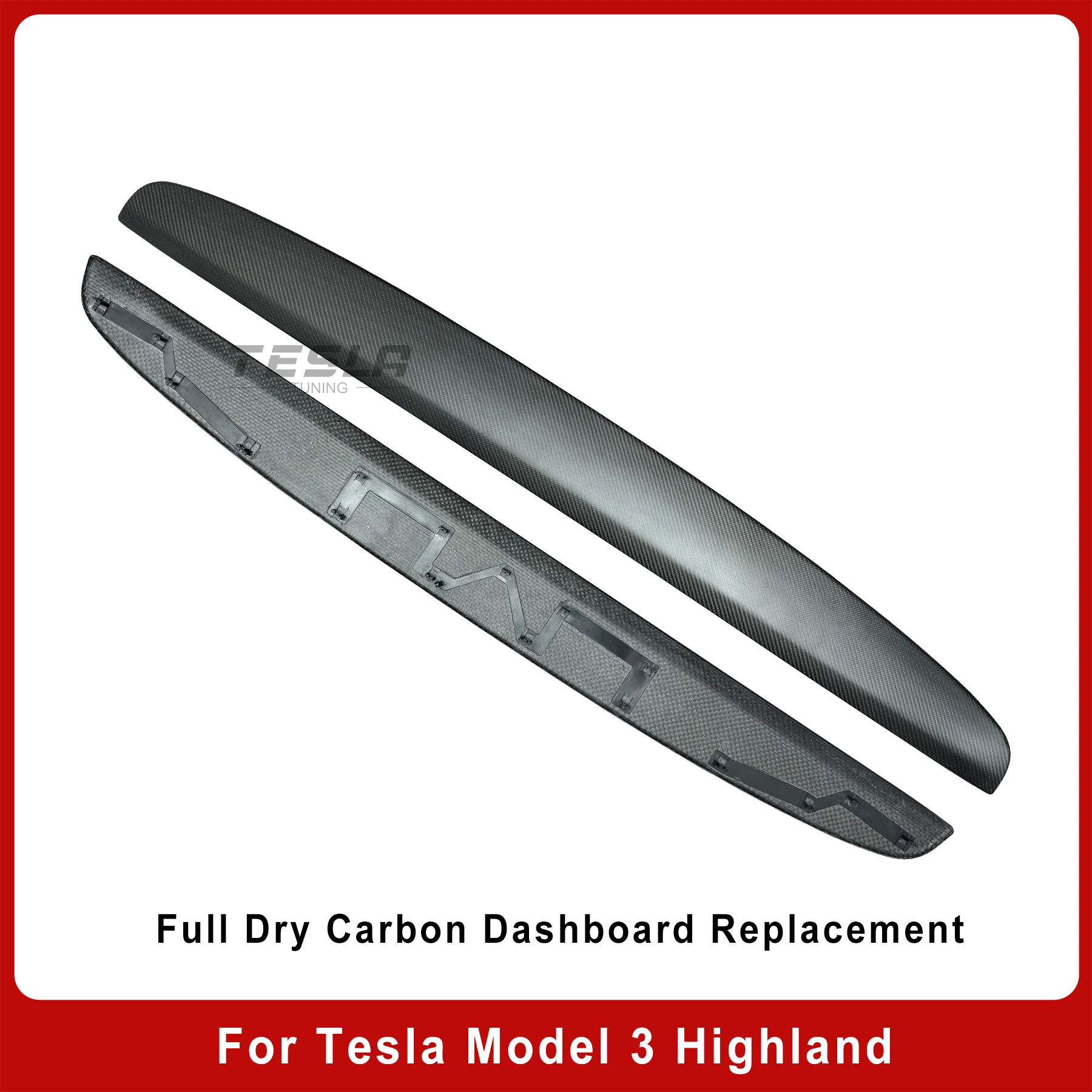 

For Tesla 2024 Model 3 Highland Real Carbon Fiber Dash Dashboard Replacement Interior Modification Accessories