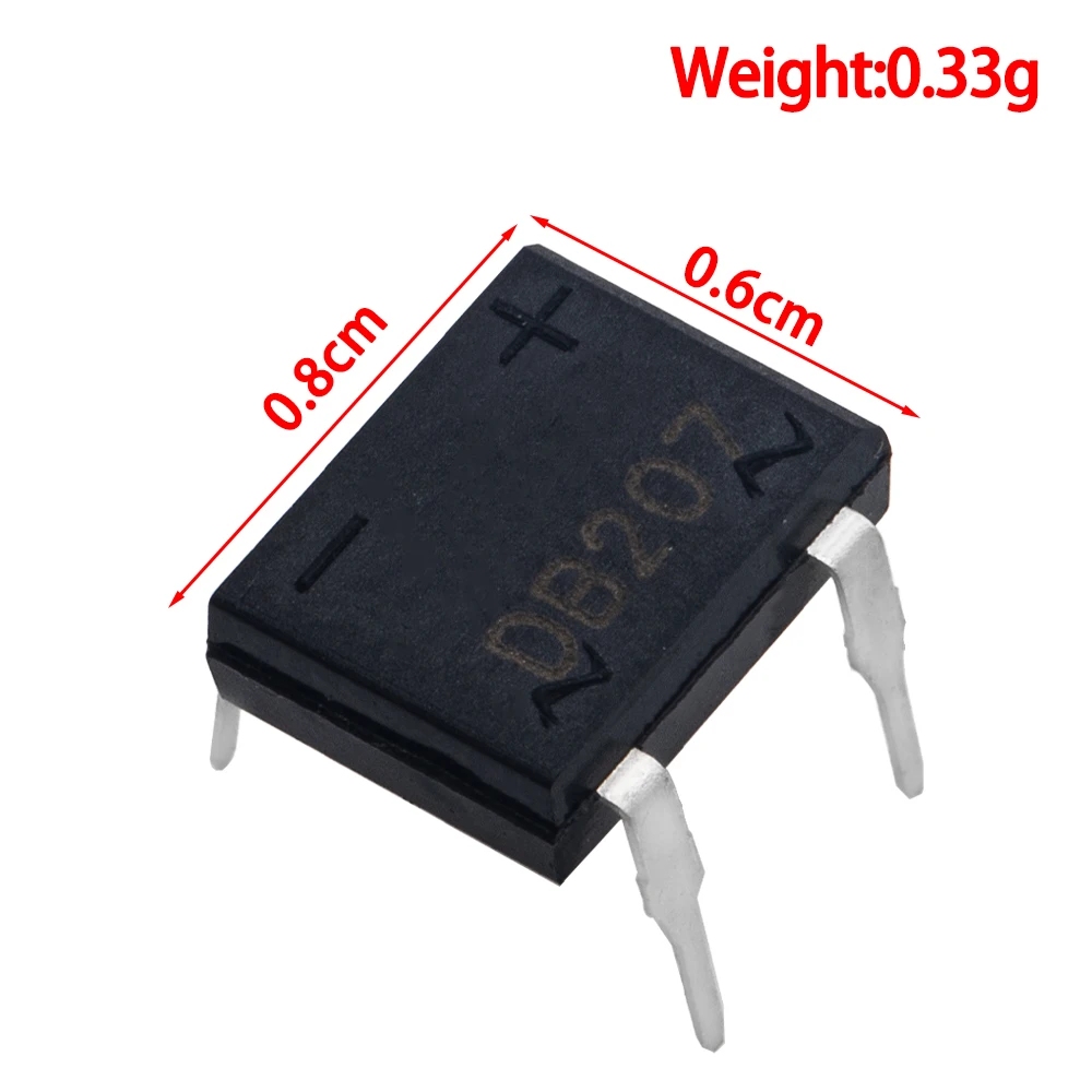 10pcs/lot diode bridge retifica DB207 DIP-4 DB207S DIP4 2A 1000V power diode rectifier 1000v electronic components