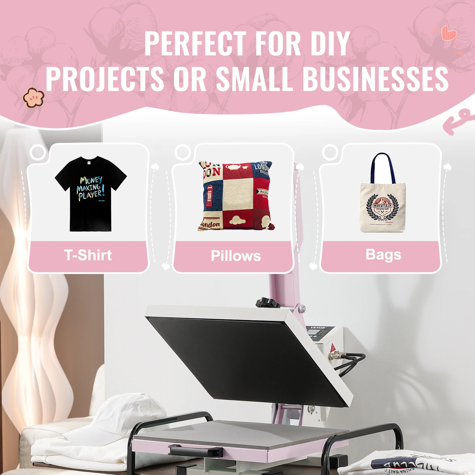 SucceBuy Heat Press 15 x 15 in Heat Press Machine Slide Out Heat Transfer Machine Fast Even Heating 2-Layer Insulation Cotton