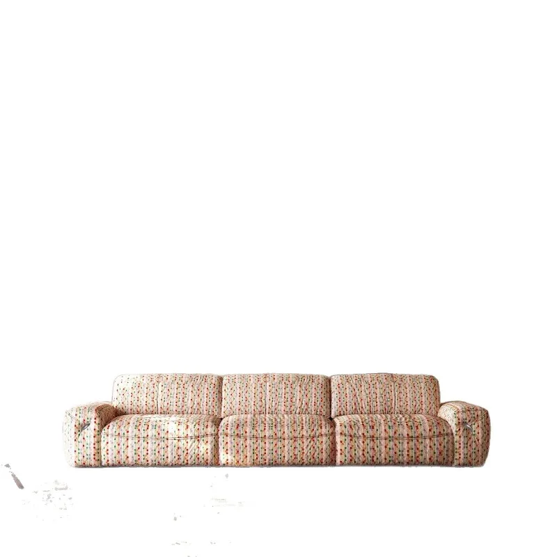 Dopamine retro color bar cotton and linen fabric module sofa, large living room straight corner sofa