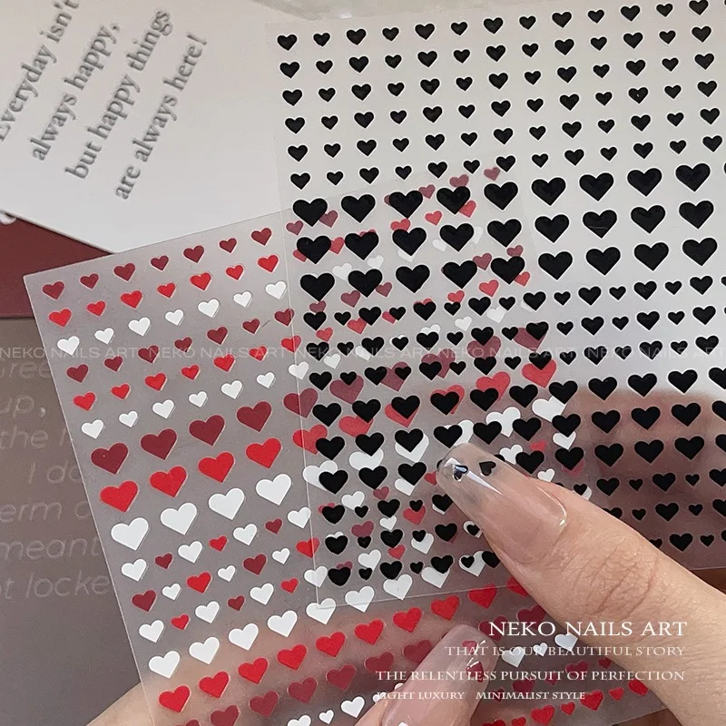 1 Sheet Colorful Hearts 11 Colors New 3D Nail Art Stickers Nail Decals for Manicure fashion Design DIY Happy Accessories