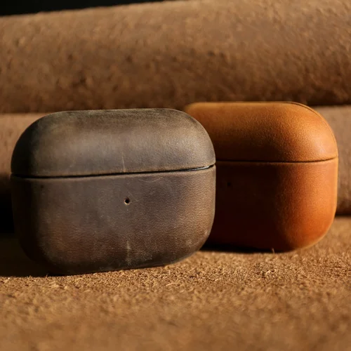 Imagen 1 del producto Funda de cuero genuino Crazy Horse para Airpods Pro 2 fundas Airpods 4 3 caja de auriculares Bluetooth inalámbrica hecha a mano carcasa protectora