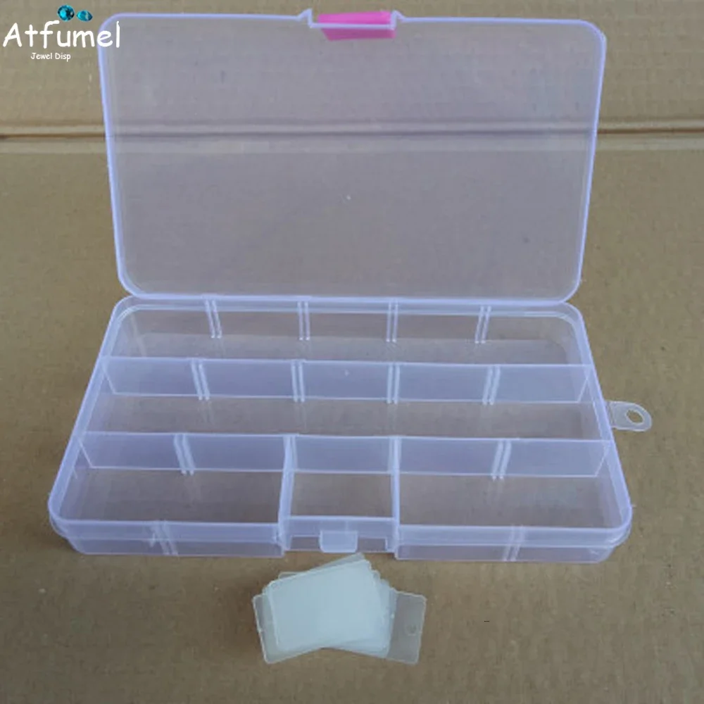 Portable 10/15 Compartment Beads Jewelery Storage Box Craft Container Earrings Case DIY Trinket Organizer Box