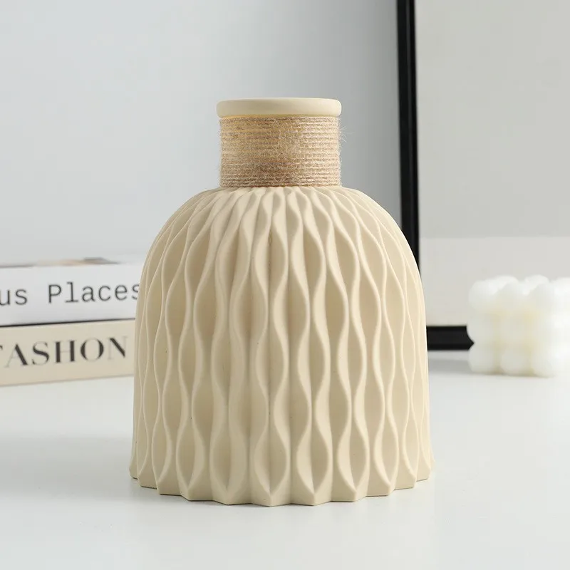 1PC Water Ripple Plastic Vase Modern Nordic Style Home Living Room Desktop Decoration Accessories