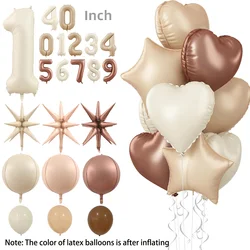 Caramel/Chocolate/Cream Number Balloon Star Heart Foil Helium Ball Kids Adult Girl Birthday Wedding Anniversary Party Decoration