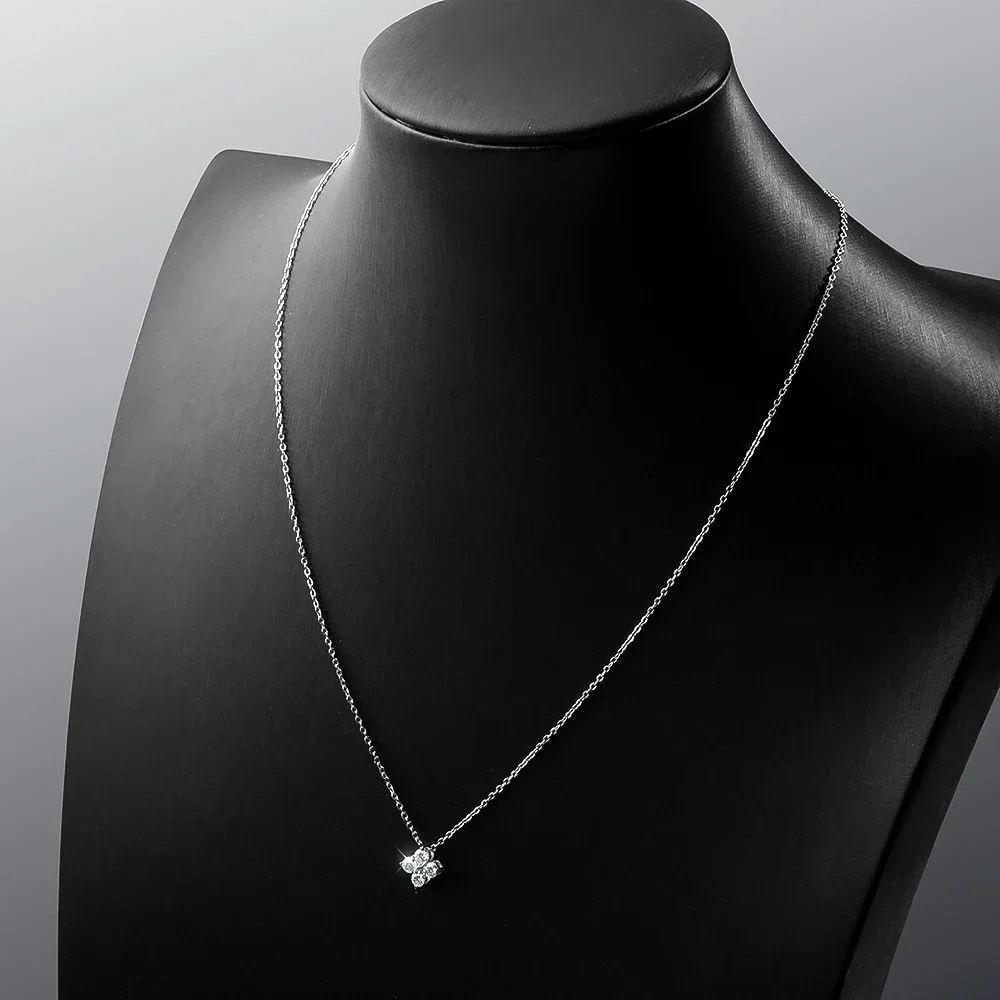 Lucky clove Moissanite Pendant Earrings S925 Sterling Silver Plated 18K Gold 0.4Cttw 4-Stone Diamond Necklace For Women Jewelry
