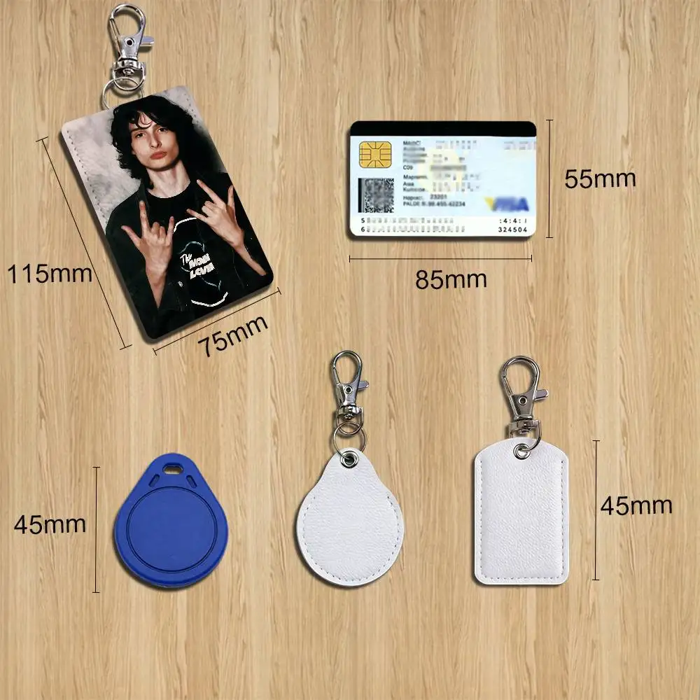 During childhood Finn Wolfhard Keychain Holder Suitable For Subway Bank Bus Card Case Badge Holder Wallet Card Textured pattern
