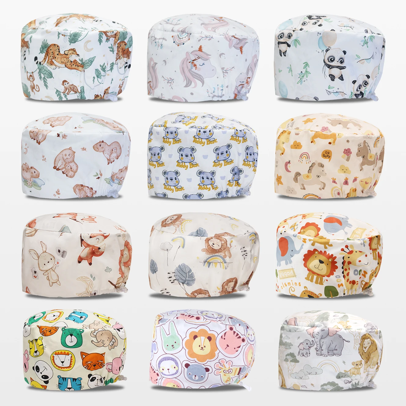 漫画の動物スクラブキャップ医療帽子女性男性歯科医医師看護師病院ヘルスケア外科作業スカルキャップ K1071