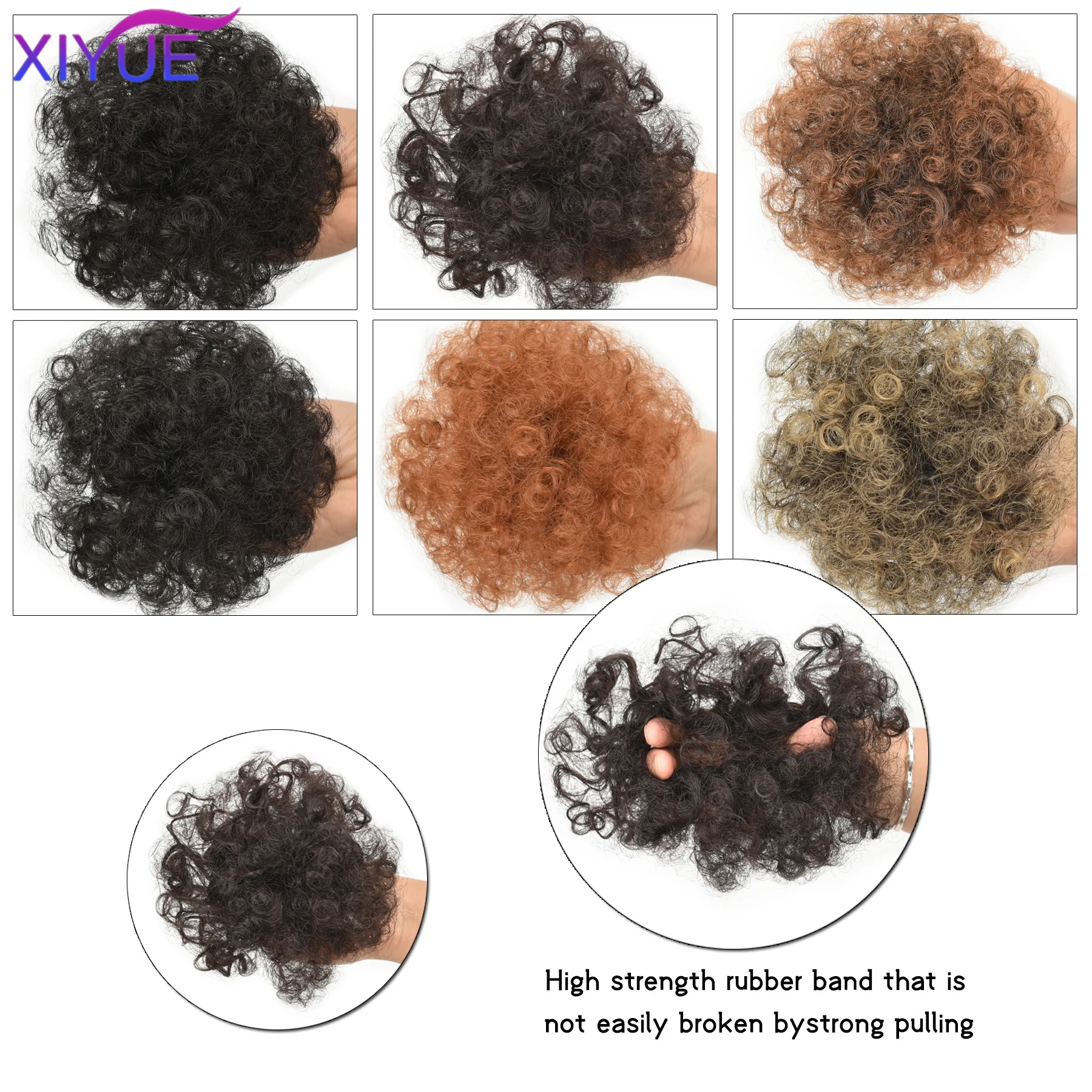 Synthetic Afro Puff Buns Ponytail Wig for Little Girls Kids Women Buns Small Hair Buns Kinky Curly Hair Donut Chignon