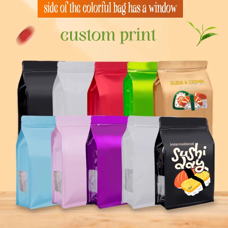 Colorful Eight-Sided Sealed Stand-Up Bags, Custom Print Zipper Bags Food-Grade Sealed Bags Tea Dog Cat Food Packaging Bag
