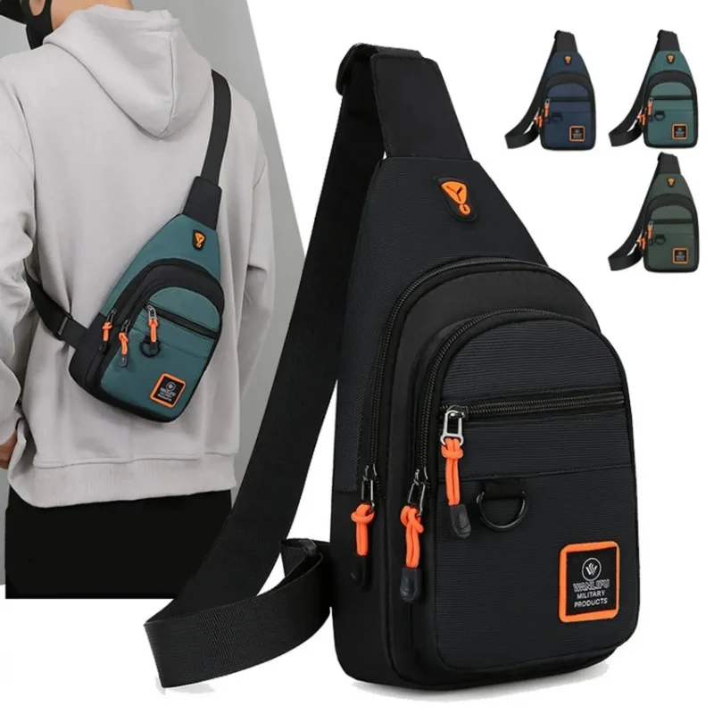 Men Shoulder Bag Business Chest Bag Multi-Layer Single Shoulder Crossbody Portable Men Bag