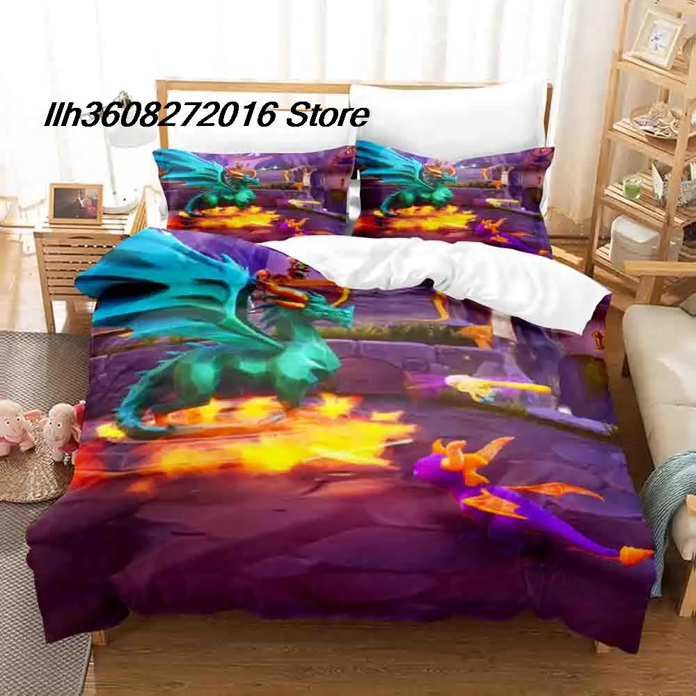 2025 spyro reignited trilogy Bedding Set Single Twin Full Queen King Size Bed Set Aldult Kid Bedroom Duvetcover Sets Anime Bed S