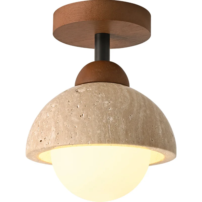 

Japanese Wabi Sabi style walnut ceiling light retro stone living room dining room entrance door corridor balcony small light