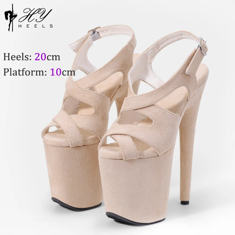 Faux Suede 20CM 8inches Sexy Exotic Pole Dance Shoes Gladiator Roman Sandals  High Heel Platform Party Model Shows Shoes