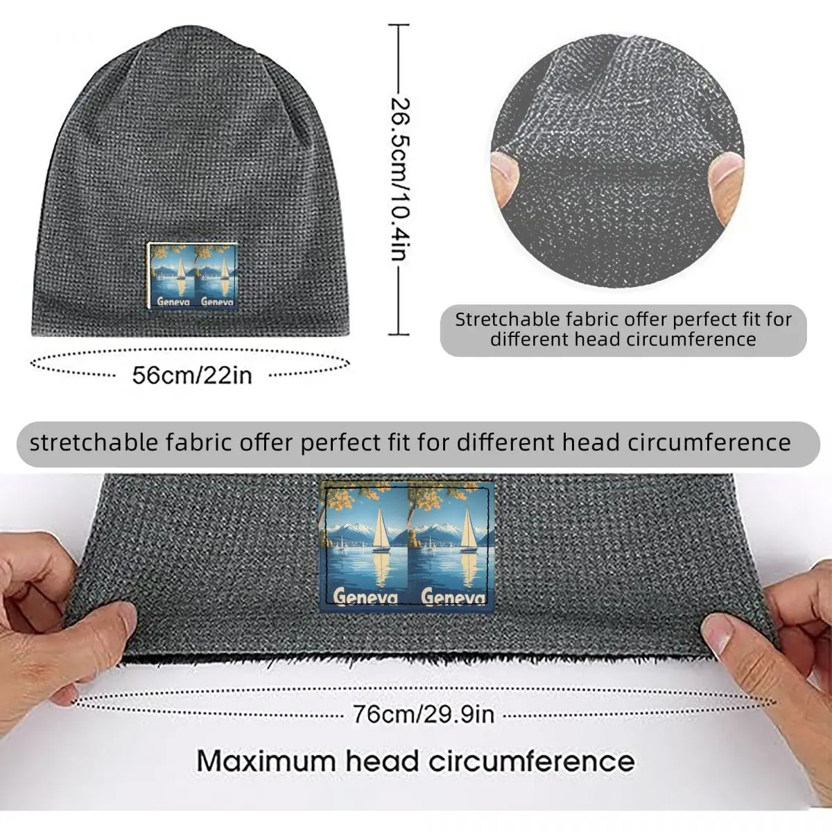 Discover The Enchanting Allure Of Geneva Waffle Knit Fleece Lined Beanie with PU Leather Patch Unisex Warm Winter Soft Cap