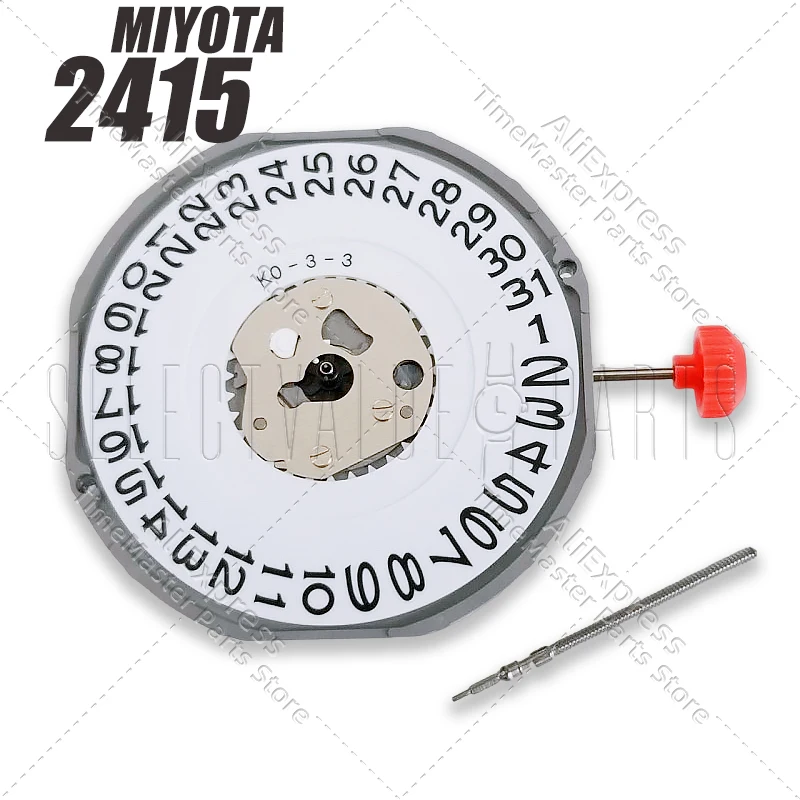 Quartz Movement 2415 Watch Accessories 3 Hands Date at 3:00 White Disk Battery Included Size 13 1/2 