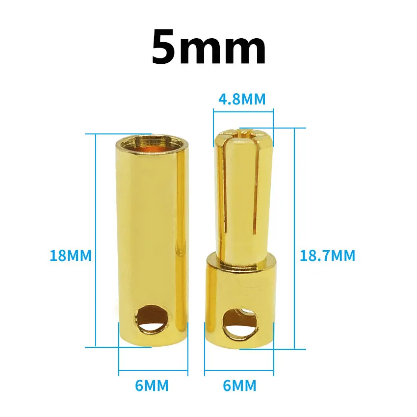 10 stücke 2mm 3mm 3,5mm 4mm 5mm 5,5mm 6mm Bananen Stecker Vergoldet Kupfer bürstenlosen Motor Bullet Stecker Für ESC Batterie Wholeale