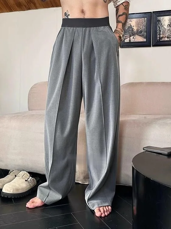 

Повседневные свободные прямые мужские брюки, корейские цветные блузки, длинные брюки с эластичной резинкой на талии, осенне-весенний сезон, универсальные...