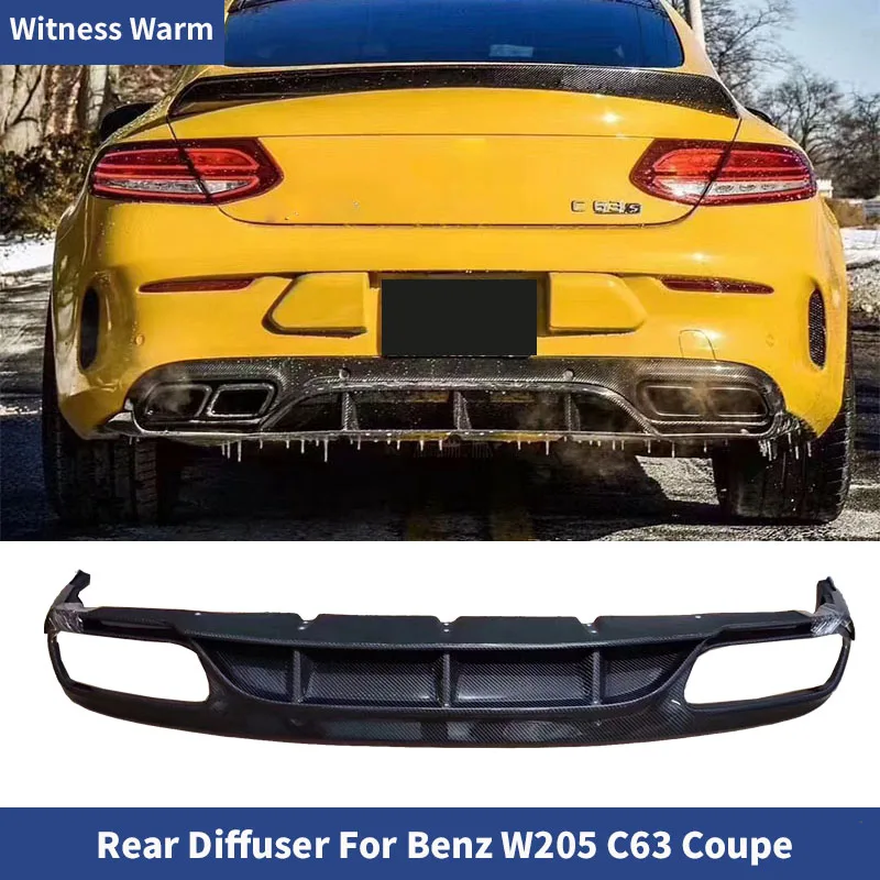 For W205 Coupe 2 Door Carbon Fiber Rear Bumper Lip Diffuser for Mercedes-benz W205 C300 C63 C63S C43 15-UP