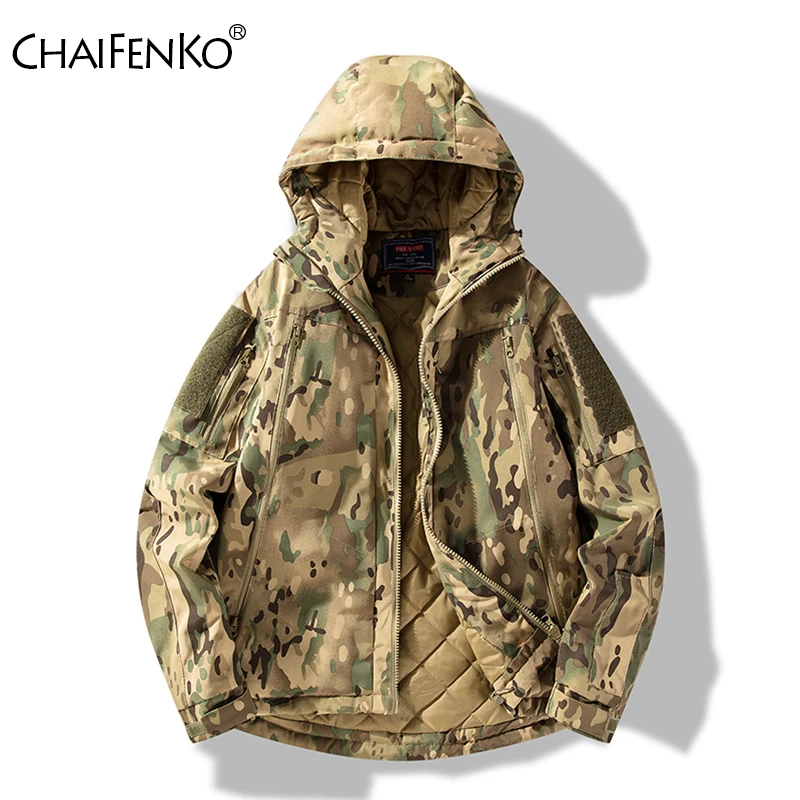 

Men Camouflage Comfort Hooded Jacket Winter Thicken Versatile Casual Coat New Outdoors Fashion Windproof Keep Warm Men Parka