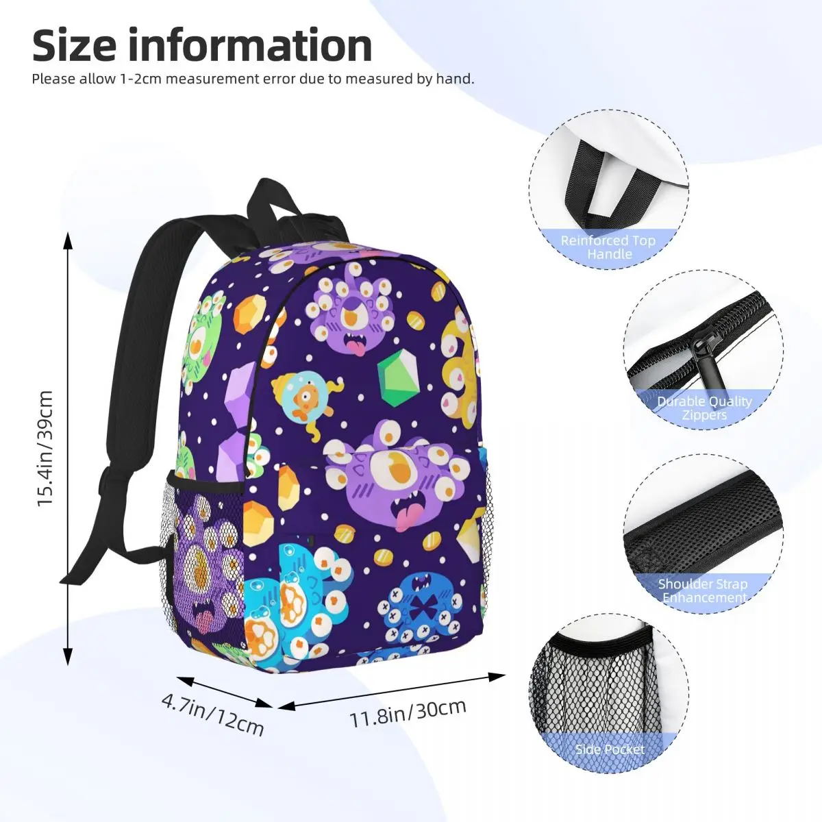 Beholder Cuties Backpacks Boys Girls Bookbag Cartoon Children School Bags Laptop Rucksack Shoulder Bag Large Capacity