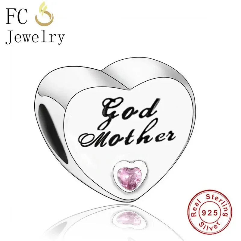 FC Jewelry Fit Original Pan Charms Bracelet 925 Silver Grandma Best Friend God Mother Nanny Heart Bead Making Berloque 2022